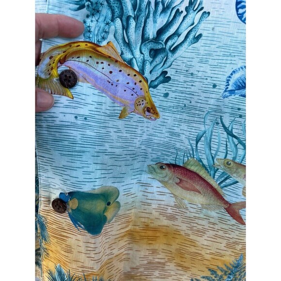 YIUME Men's 1950s Vintage Hawaiian Shirt Cotton Funky Camp Shirt Marine Ocean - Picture 12 of 12